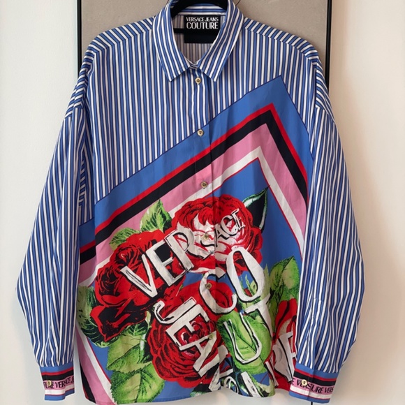 Versace Jeans Couture - Button-Front Striped Rose Shirt - Picture 14 of 14